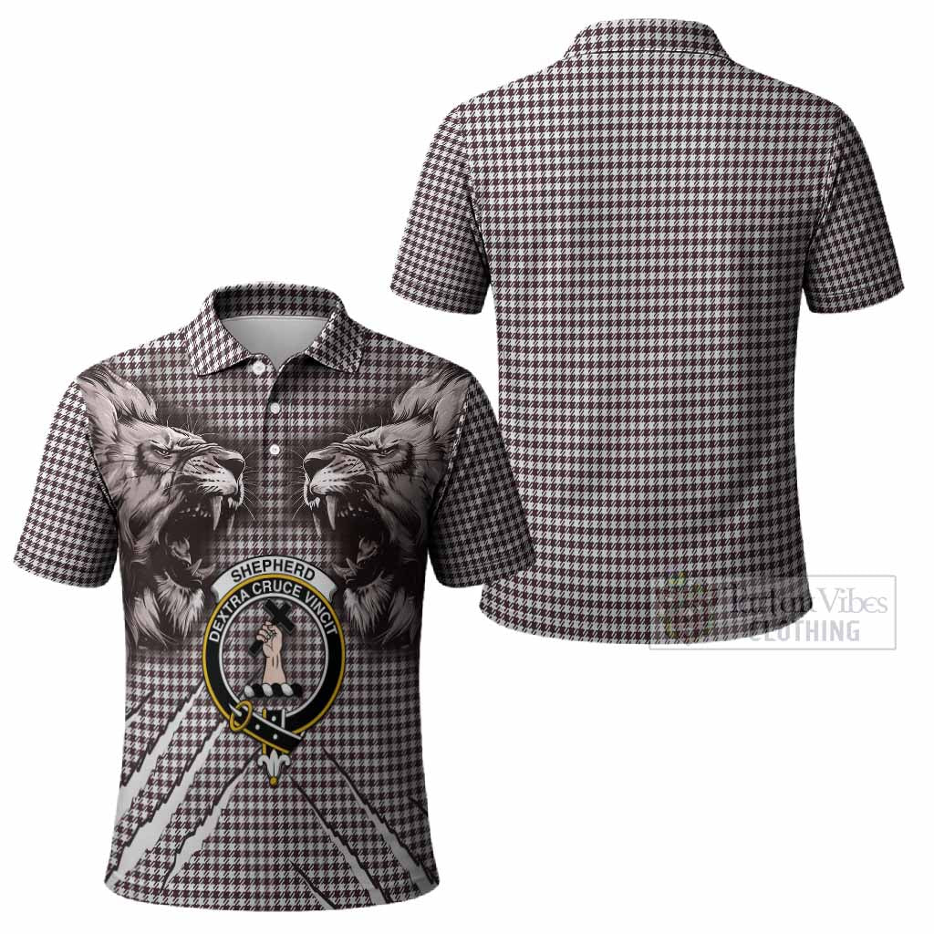 Shepherd Tartan Crest Polo Shirt Ferocious Lion Style