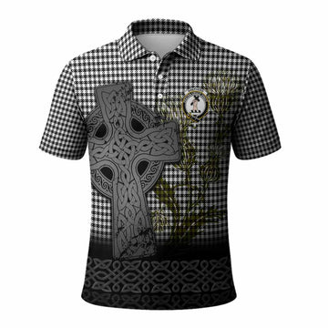 Shepherd Tartan Crest Polo Shirt Grunge Celtic Cross Scottish Thistle