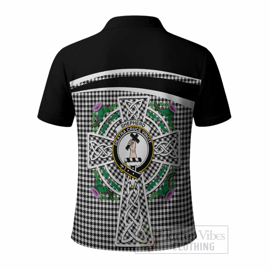 Shepherd Tartan Crest Polo Shirt Scottish Thistle Celtic Cross Alba Gu Brath