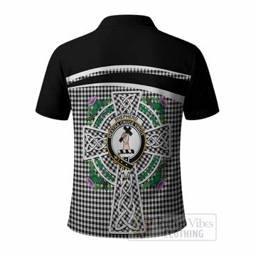 Shepherd Tartan Crest Polo Shirt Scottish Thistle Celtic Cross Alba Gu Brath