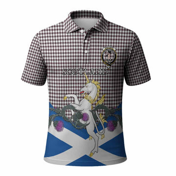 Shepherd Tartan Crest Polo Shirt Scottish Unicorn With Thistle