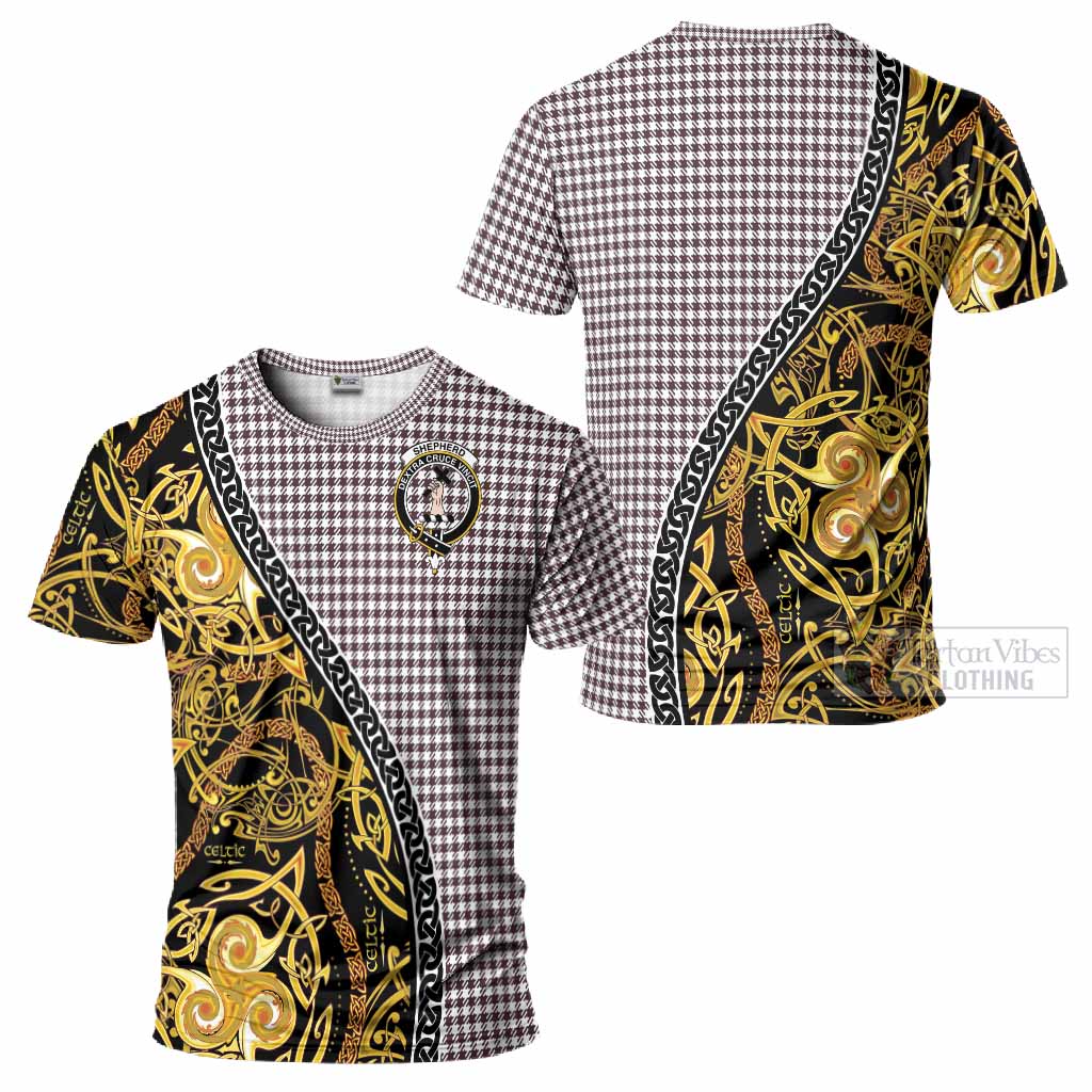 Shepherd Tartan Crest T-Shirt Celtic Knot and Triple Trickle Spiral Symbols