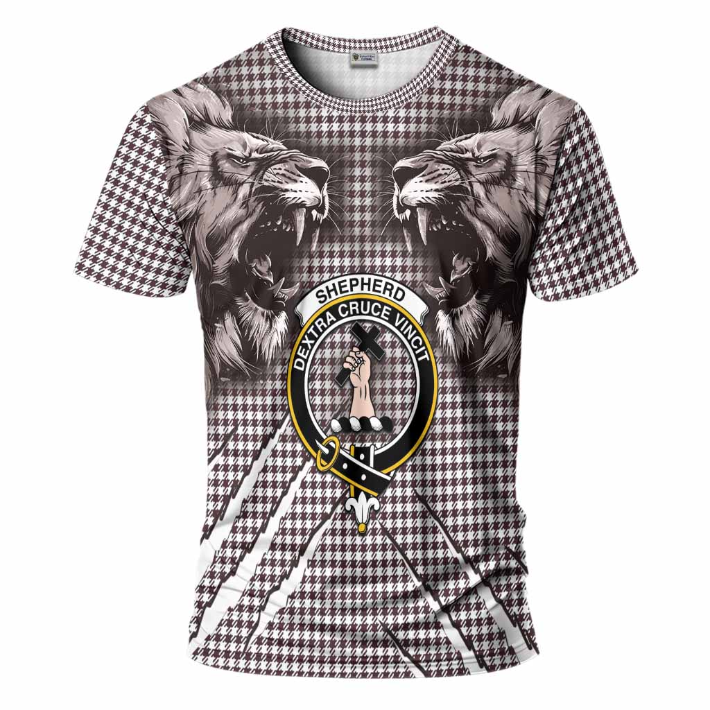 Shepherd Tartan Crest T-Shirt Ferocious Lion Style
