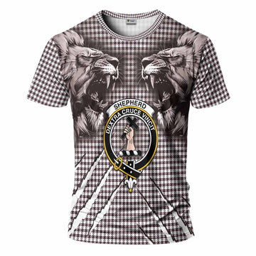 Shepherd Tartan Crest T-Shirt Ferocious Lion Style