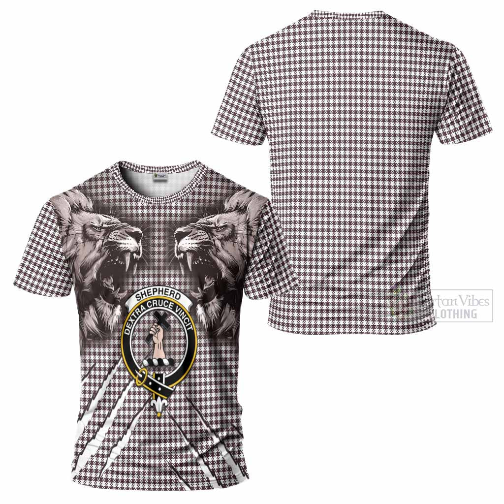Shepherd Tartan Crest T-Shirt Ferocious Lion Style