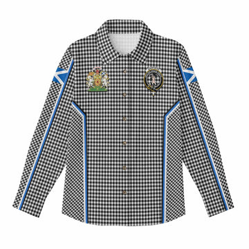 Shepherd Tartan Crest Women Casual Shirt Scotland Coat of Arm Flag Style - Tartan Vibes Clothing