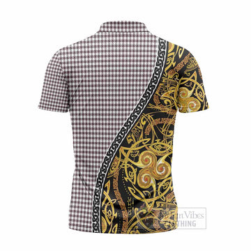 Shepherd Tartan Crest Zipper Polo Shirt Celtic Knot and Triple Trickle Spiral Symbols