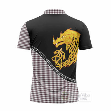 Shepherd Tartan Crest Zipper Polo Shirt Legendary Dragon Knot Half Style