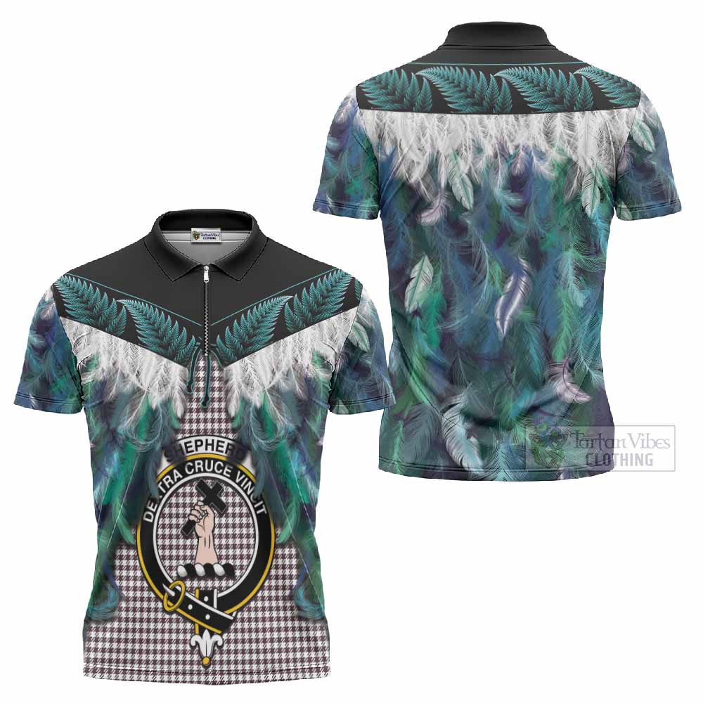 Shepherd Tartan Crest Zipper Polo Shirt New Zealand Maori Korowai Cloak