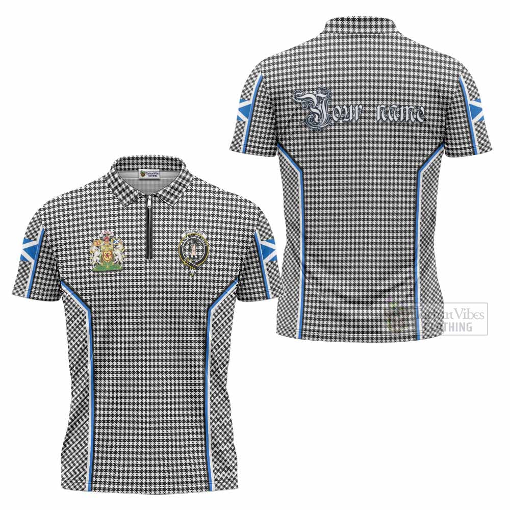 Shepherd Tartan Crest Zipper Polo Shirt Scotland Coat of Arm Flag Style - Tartan Vibes Clothing