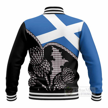 Shepherd Tartan Family Crest Baseball Jacket Scotland Thistle Floral Flag Style