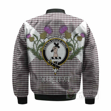 Shepherd Tartan Family Crest Bomber Jacket Scottish Burns Night Thistle Floral