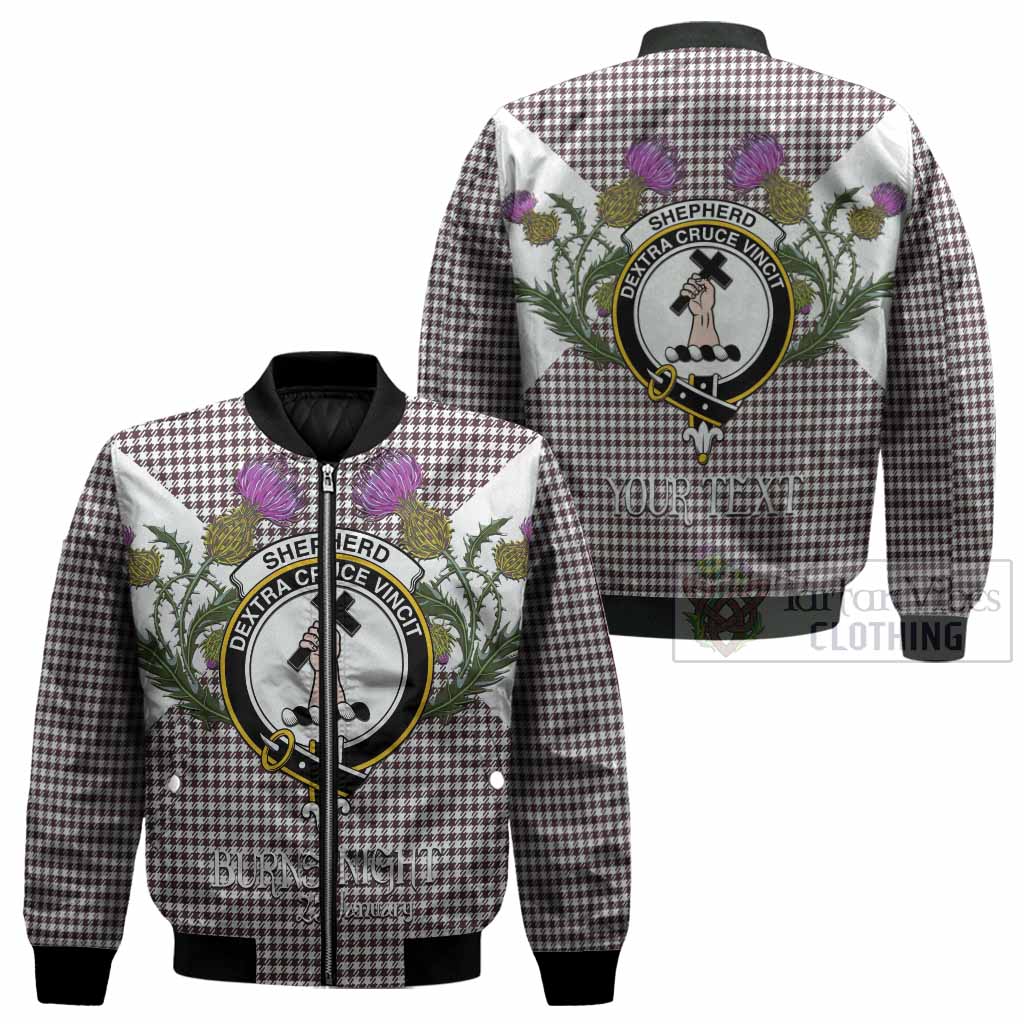 Shepherd Tartan Family Crest Bomber Jacket Scottish Burns Night Thistle Floral