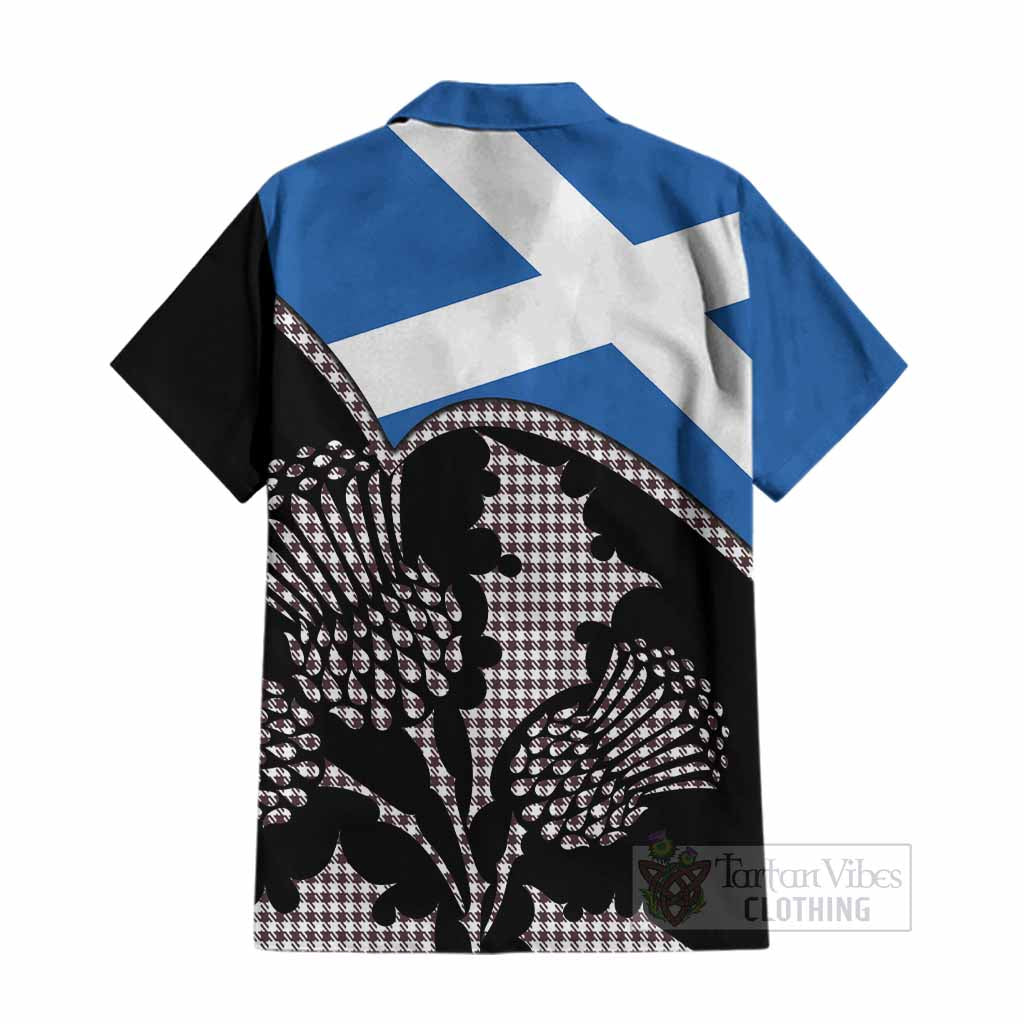 Shepherd Tartan Family Crest Cotton Hawaiian Shirt Scotland Thistle Floral Flag Style