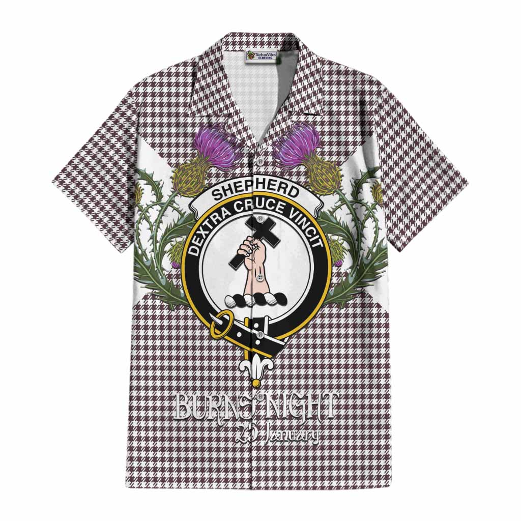 Shepherd Tartan Family Crest Cotton Hawaiian Shirt Scottish Burns Night Thistle Floral