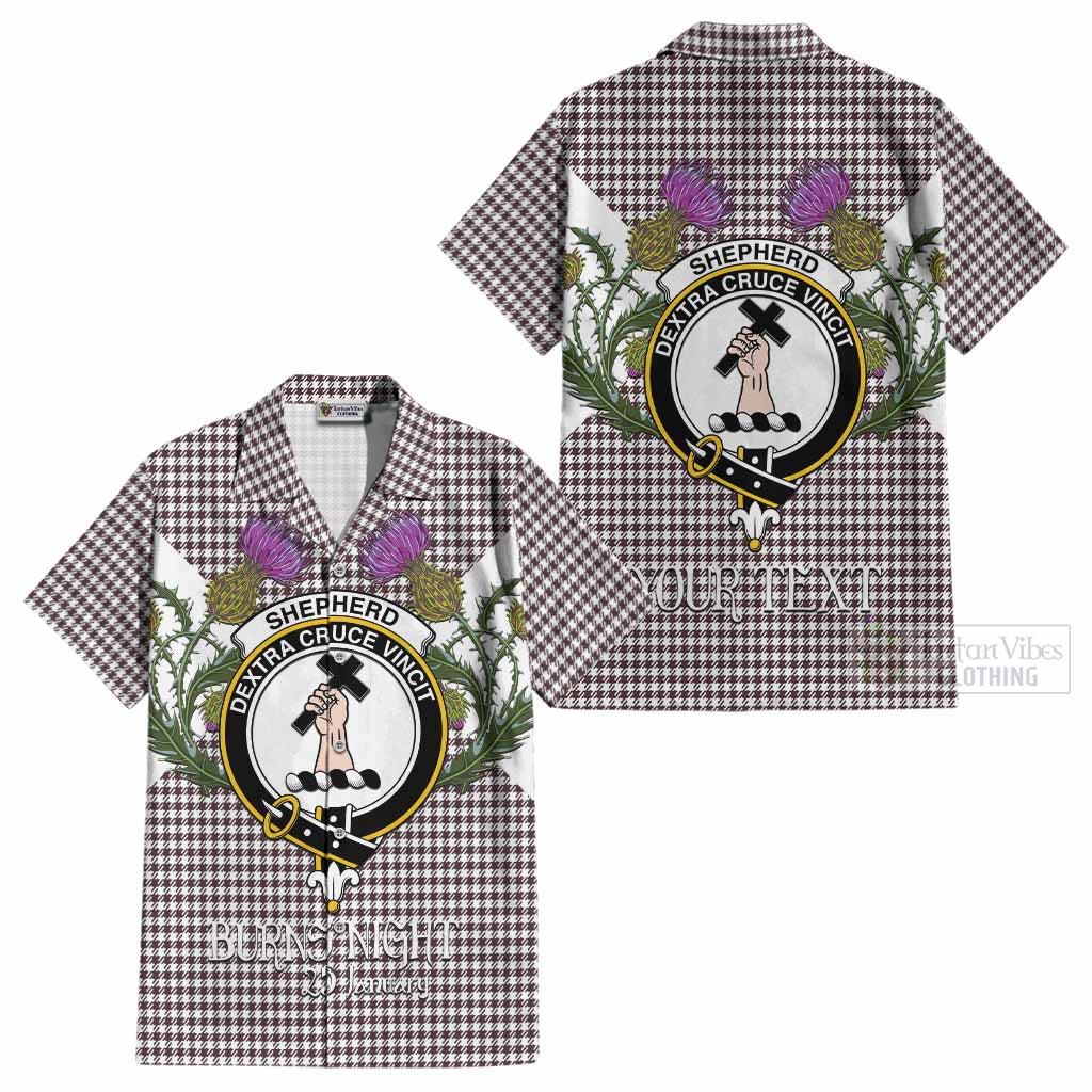 Shepherd Tartan Family Crest Cotton Hawaiian Shirt Scottish Burns Night Thistle Floral