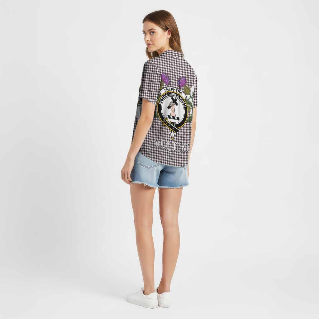 Shepherd Tartan Family Crest Cotton Hawaiian Shirt Scottish Burns Night Thistle Floral