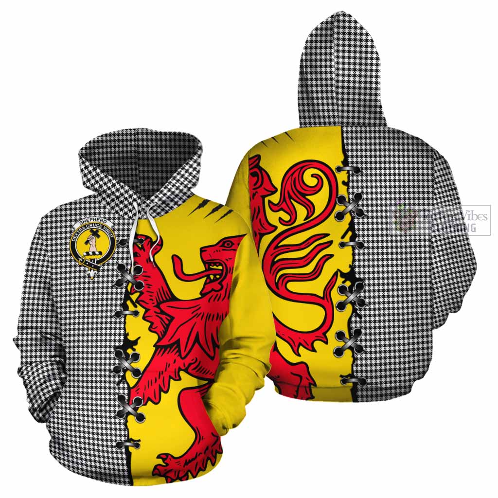Shepherd Tartan Family Crest Cotton Hoodie Lion Rampant Honor - Tartan Vibes Clothing
