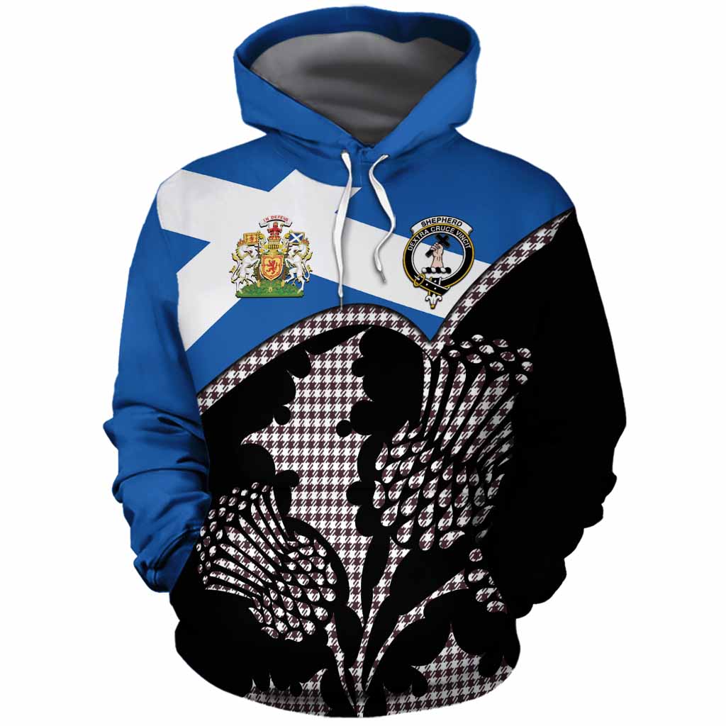 Shepherd Tartan Family Crest Cotton Hoodie Scotland Thistle Floral Flag Style