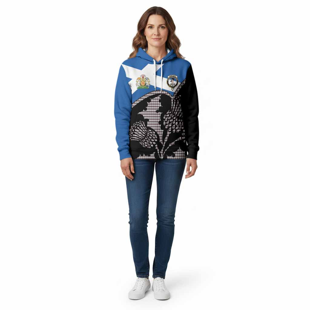 Shepherd Tartan Family Crest Cotton Hoodie Scotland Thistle Floral Flag Style