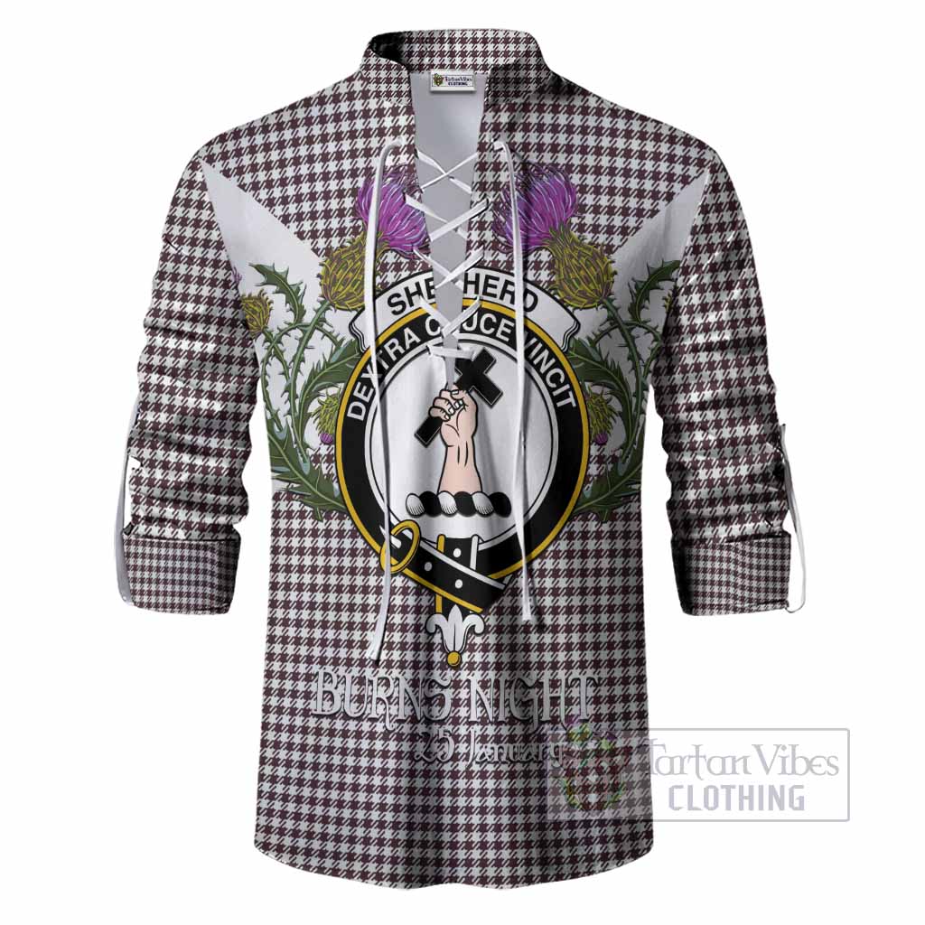 Shepherd Tartan Family Crest Ghillie Shirt Scottish Burns Night Thistle Floral