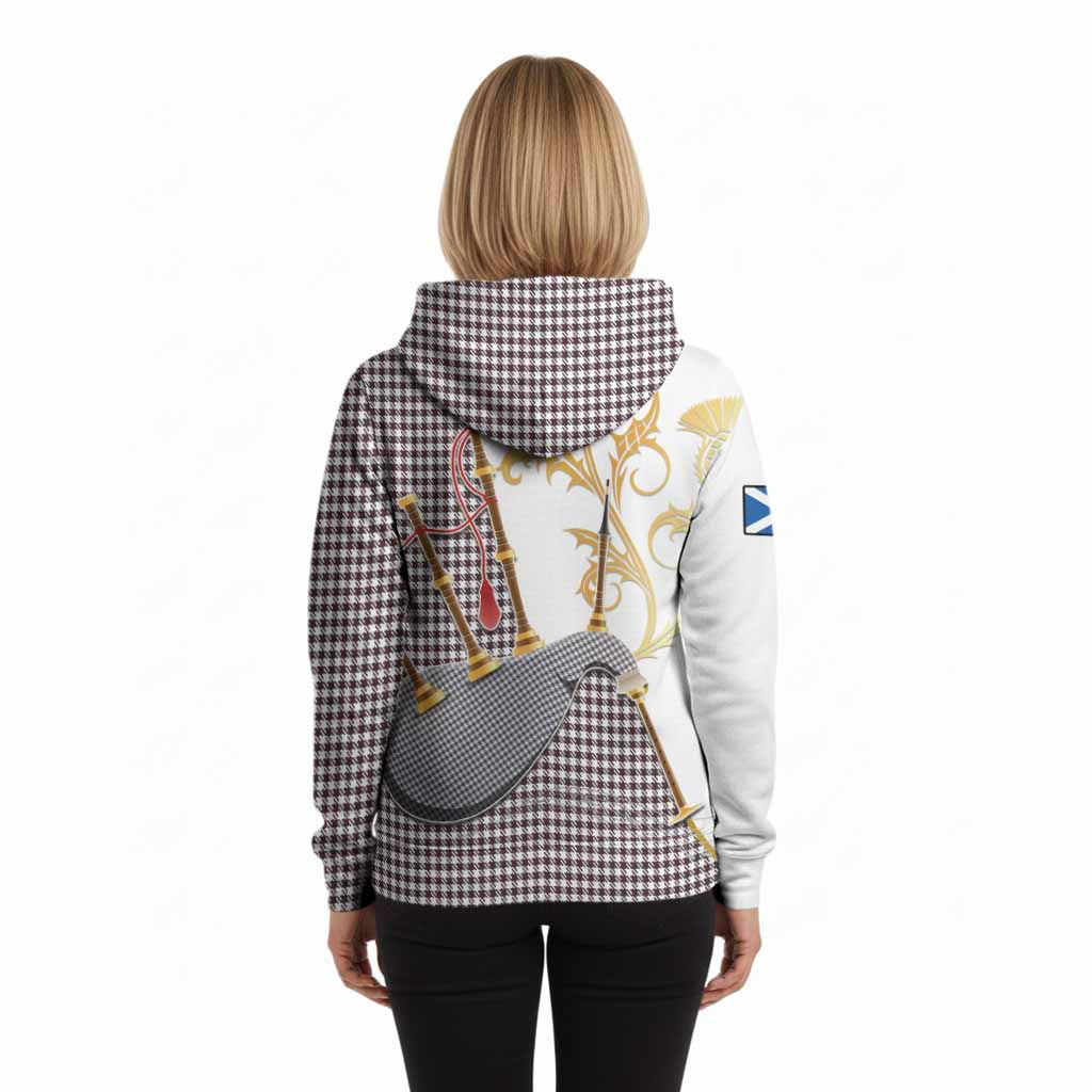 Shepherd Tartan Family Crest Hoodie Bagpipes with Scottish Thistle