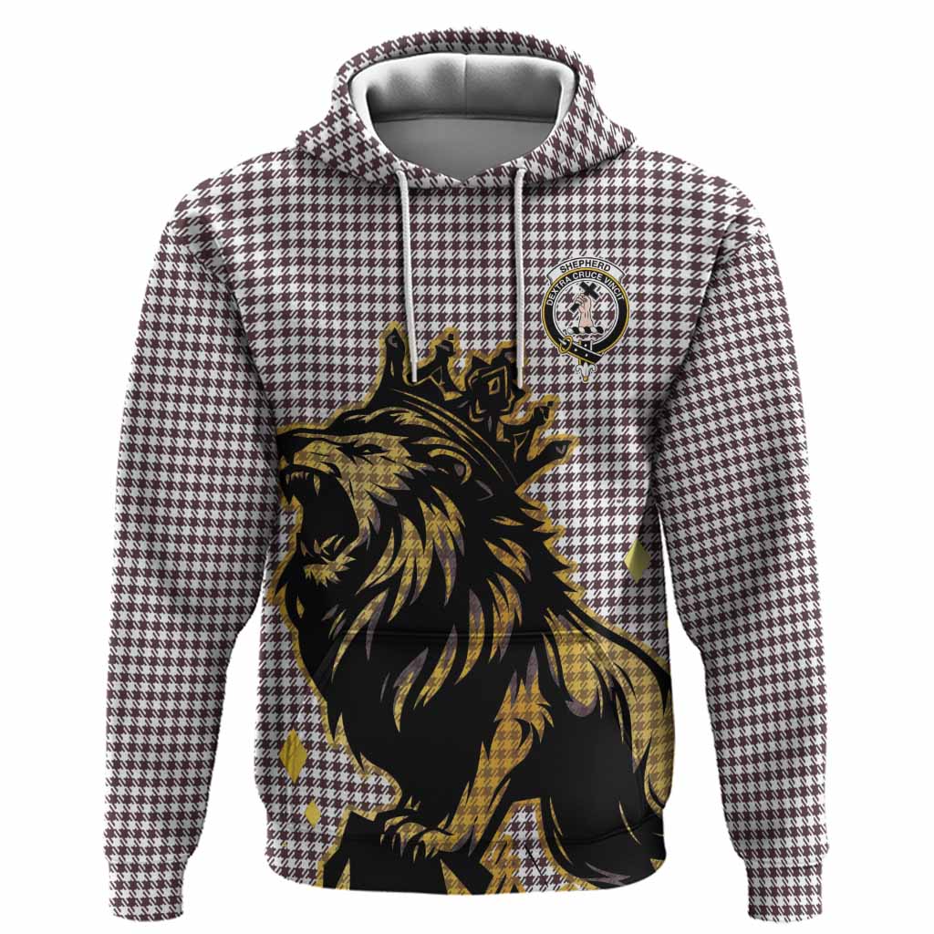 Shepherd Tartan Family Crest Hoodie Crowned Lion Roaring