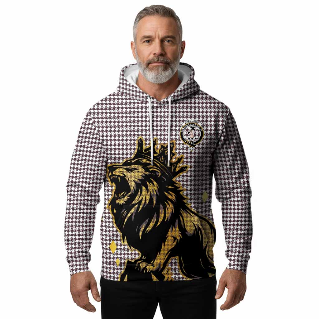 Shepherd Tartan Family Crest Hoodie Crowned Lion Roaring