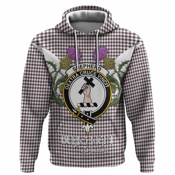 Shepherd Tartan Family Crest Hoodie Scottish Burns Night Thistle Floral