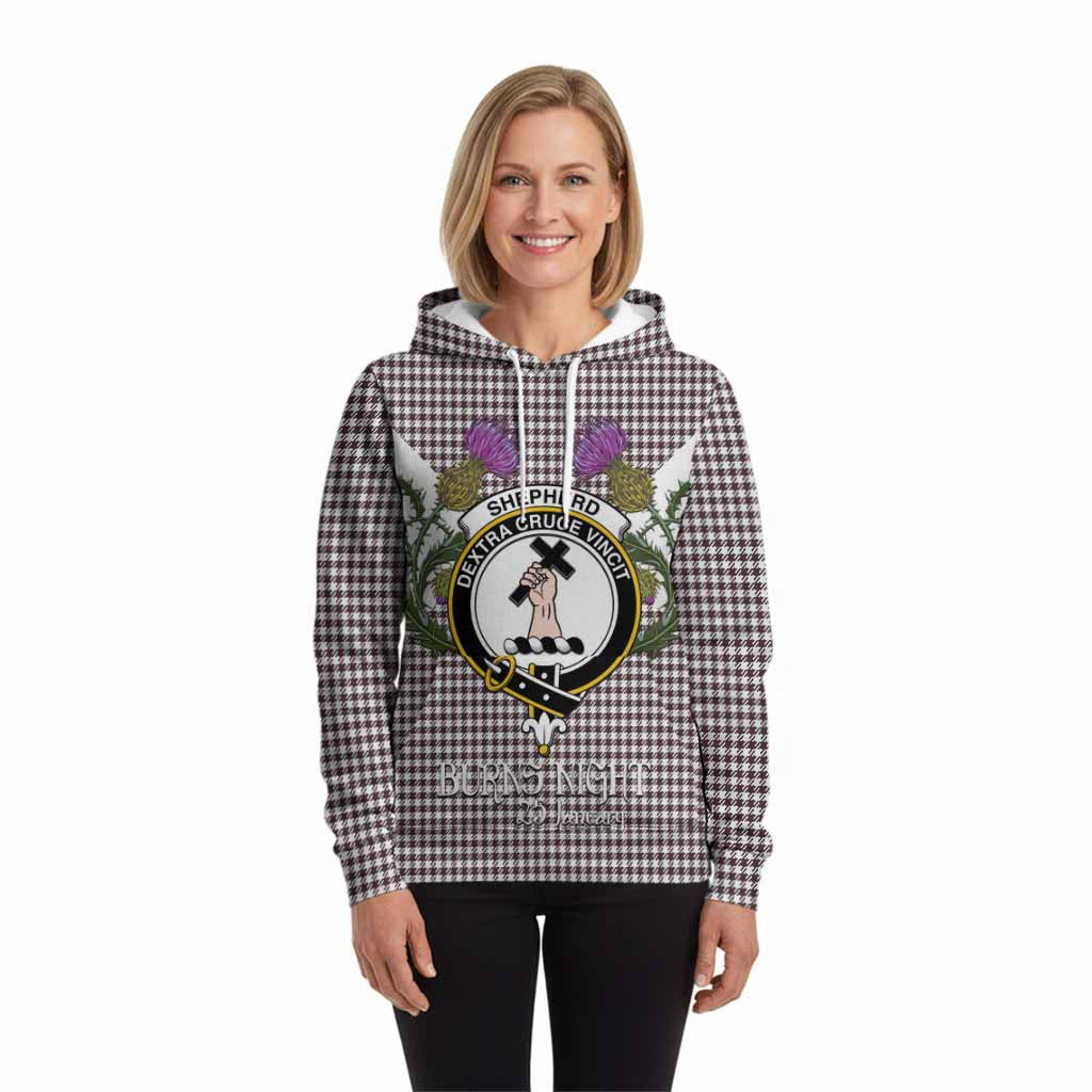 Shepherd Tartan Family Crest Hoodie Scottish Burns Night Thistle Floral