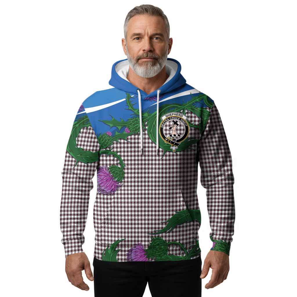 Shepherd Tartan Family Crest Hoodie Thistle in Minimalism