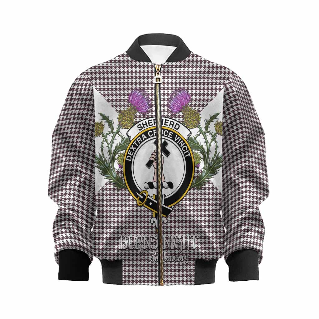 Shepherd Tartan Family Crest Kid Bomber Jacket Scottish Burns Night Thistle Floral