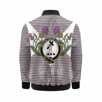 Shepherd Tartan Family Crest Kid Bomber Jacket Scottish Burns Night Thistle Floral