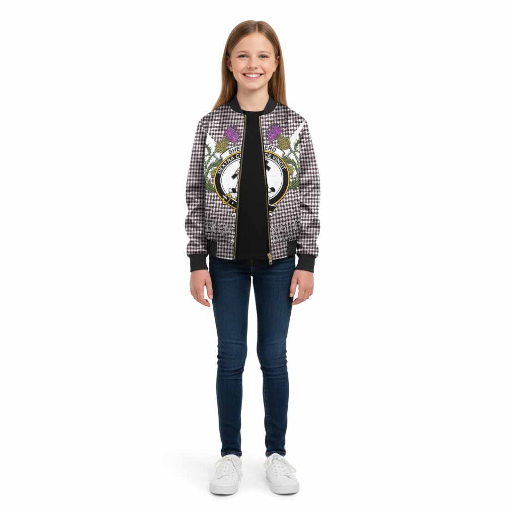 Shepherd Tartan Family Crest Kid Bomber Jacket Scottish Burns Night Thistle Floral