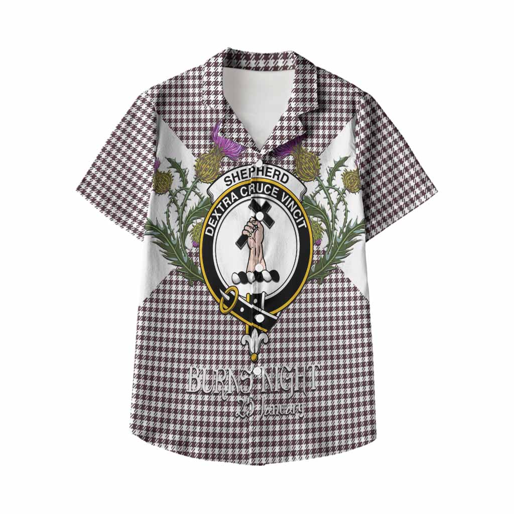 Shepherd Tartan Family Crest Kid Hawaiian Shirt Scottish Burns Night Thistle Floral