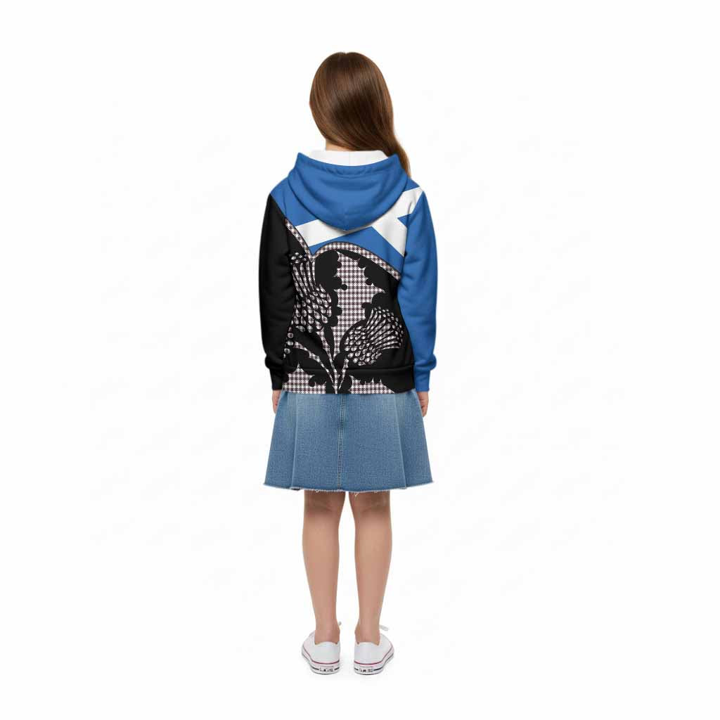 Shepherd Tartan Family Crest Kid Hoodie Scotland Thistle Floral Flag Style