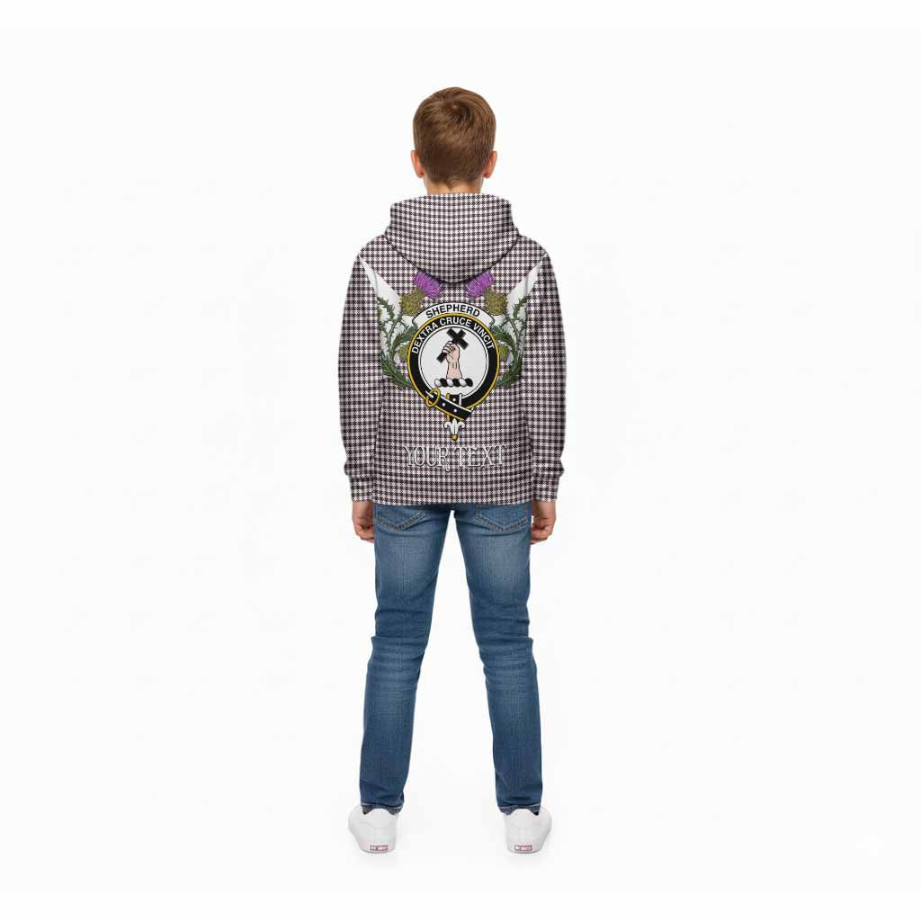 Shepherd Tartan Family Crest Kid Hoodie Scottish Burns Night Thistle Floral