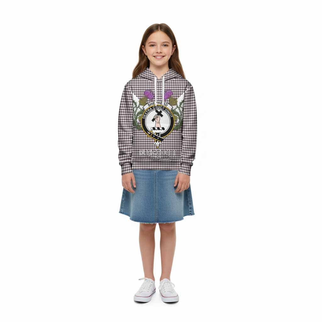 Shepherd Tartan Family Crest Kid Hoodie Scottish Burns Night Thistle Floral