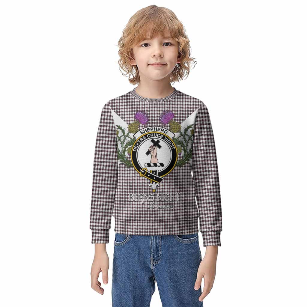 Shepherd Tartan Family Crest Kid Knitted Sweatshirt Scottish Burns Night Thistle Floral