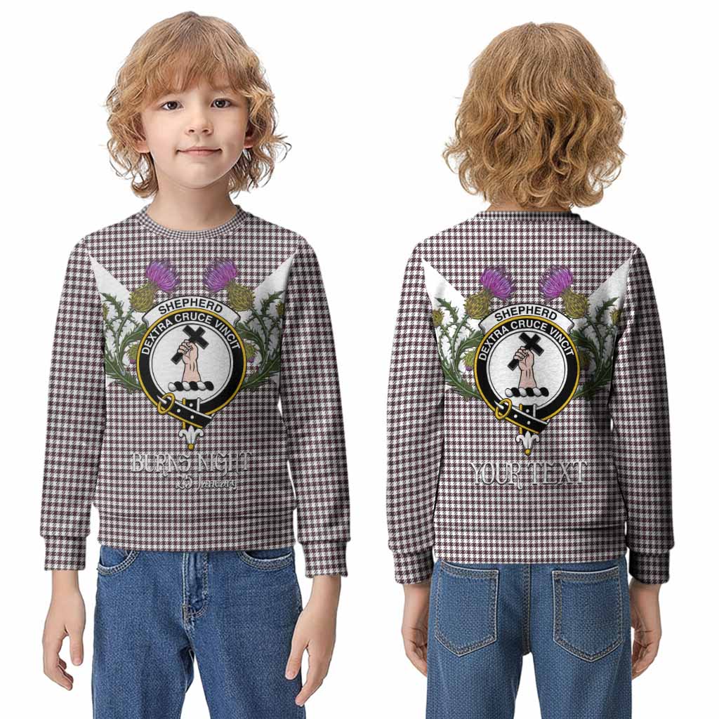 Shepherd Tartan Family Crest Kid Knitted Sweatshirt Scottish Burns Night Thistle Floral