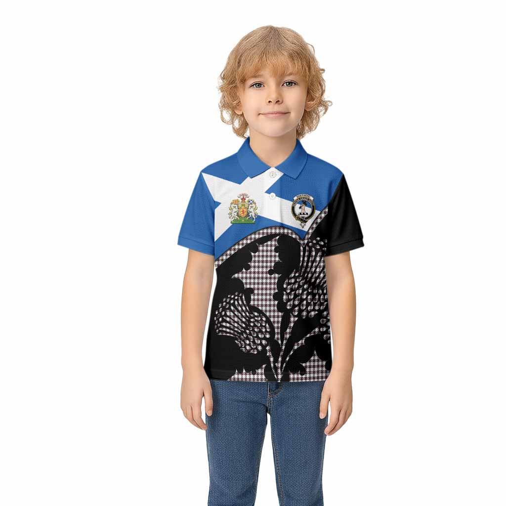 Shepherd Tartan Family Crest Kid Polo Shirt Scotland Thistle Floral Flag Style