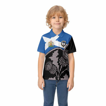 Shepherd Tartan Family Crest Kid Polo Shirt Scotland Thistle Floral Flag Style