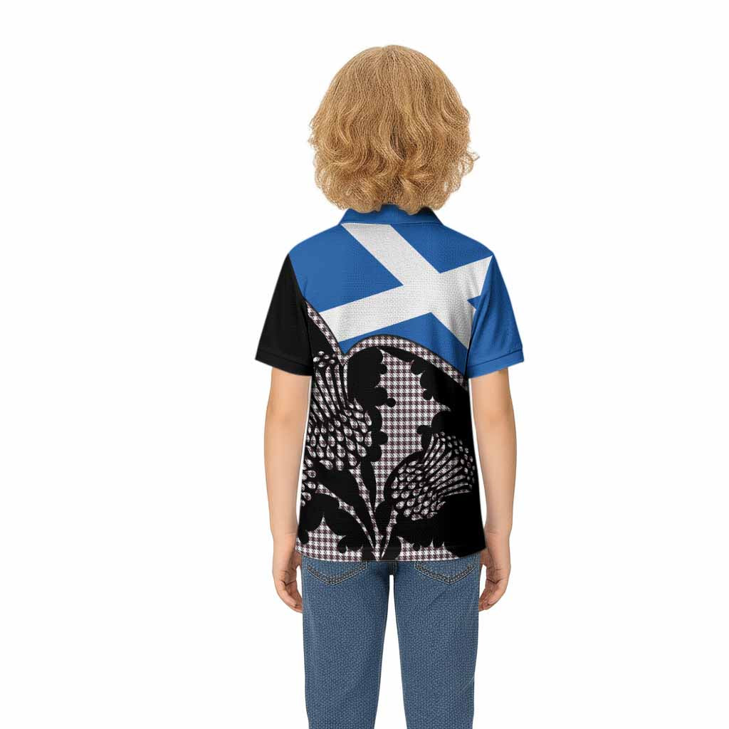 Shepherd Tartan Family Crest Kid Polo Shirt Scotland Thistle Floral Flag Style