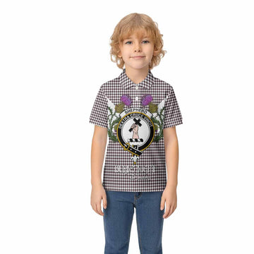 Shepherd Tartan Family Crest Kid Polo Shirt Scottish Burns Night Thistle Floral