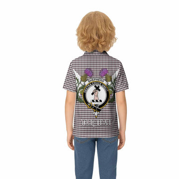 Shepherd Tartan Family Crest Kid Polo Shirt Scottish Burns Night Thistle Floral