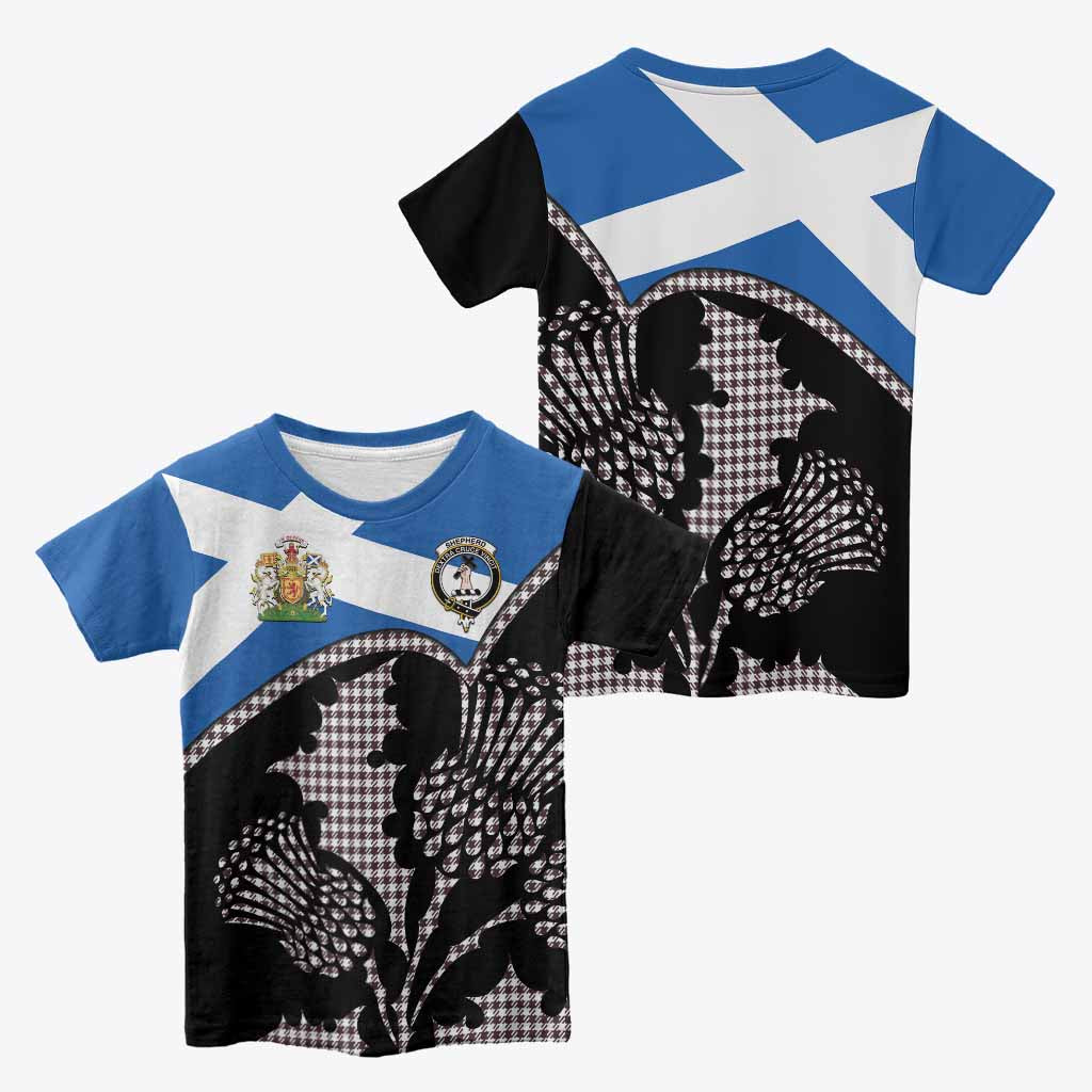Shepherd Tartan Family Crest Kid T-shirt Scotland Thistle Floral Flag Style