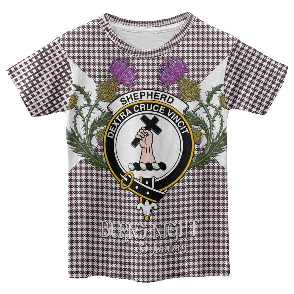 Shepherd Tartan Family Crest Kid T-shirt Scottish Burns Night Thistle Floral