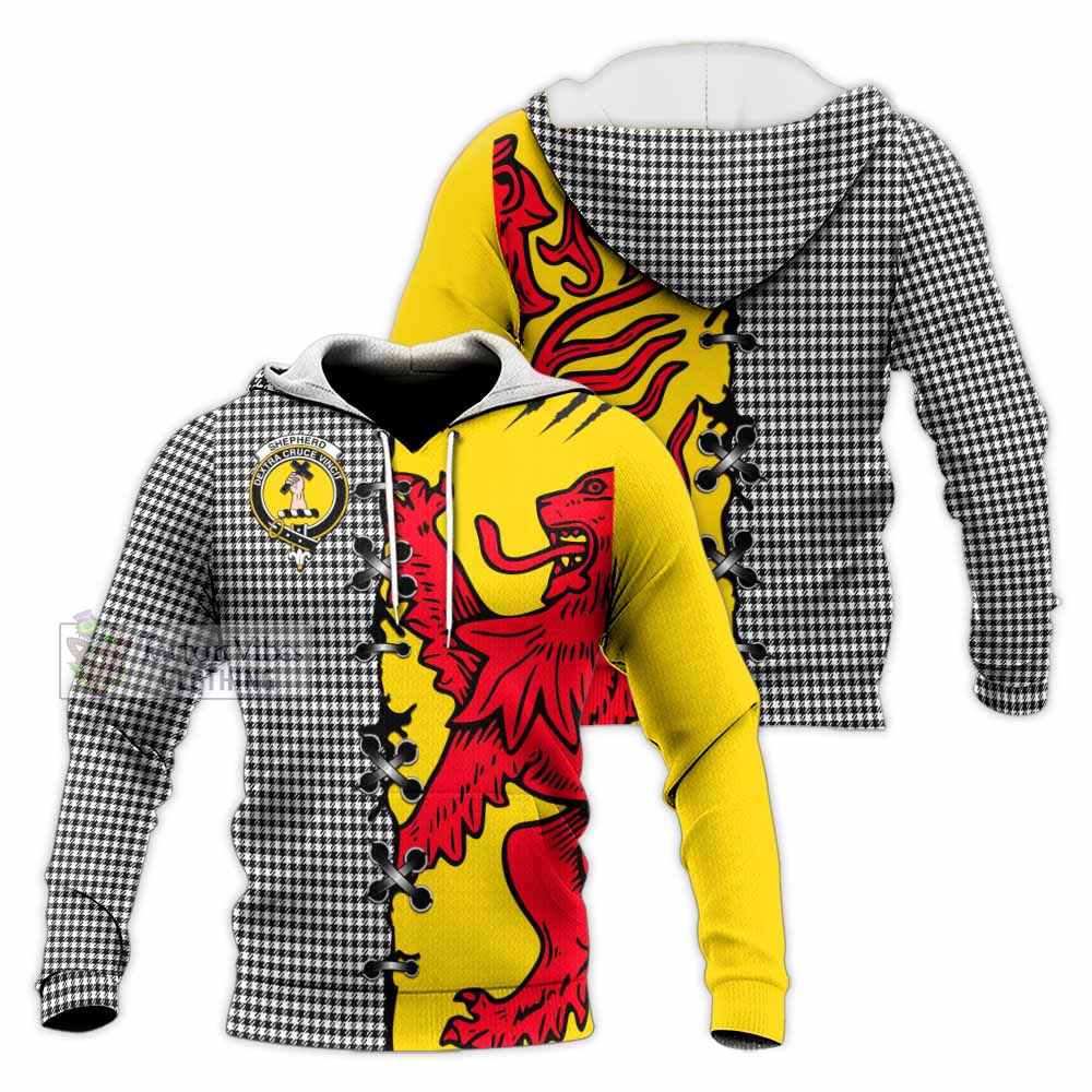 Shepherd Tartan Family Crest Knitted Hoodie Lion Rampant Honor - Tartan Vibes Clothing