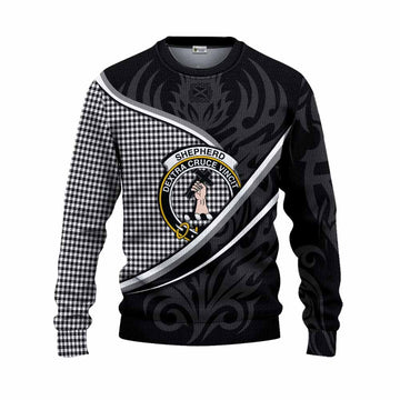 Shepherd Tartan Family Crest Knitted Sweater Celtic Scottish Thistle Floral