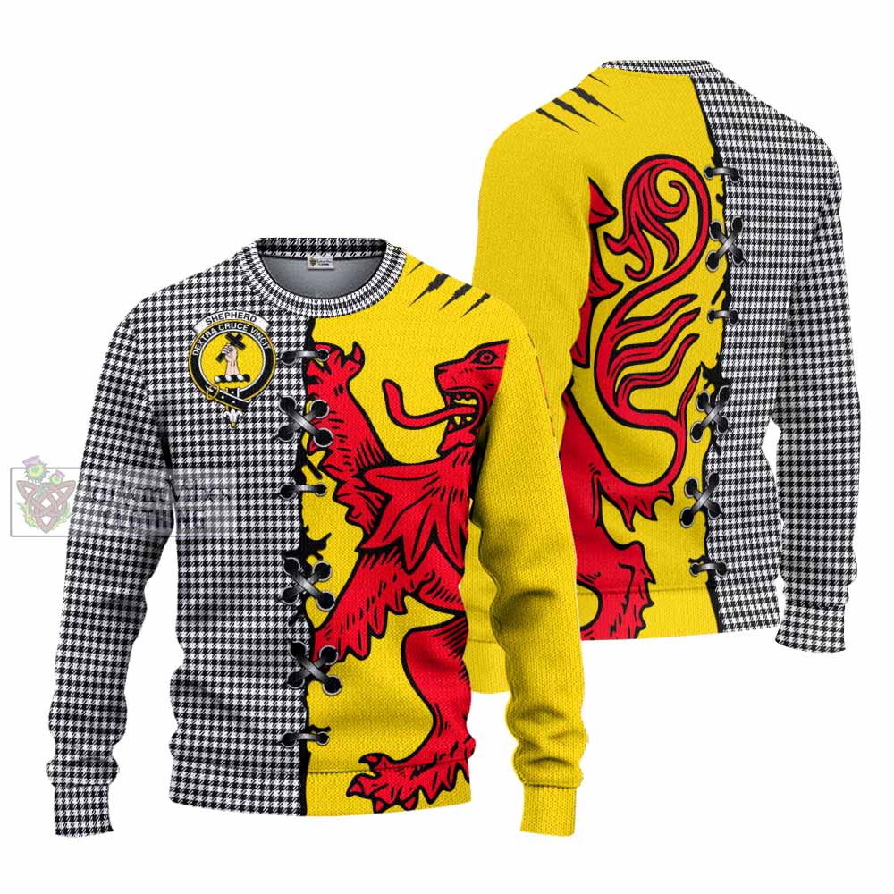 Shepherd Tartan Family Crest Knitted Sweater Lion Rampant Honor - Tartan Vibes Clothing